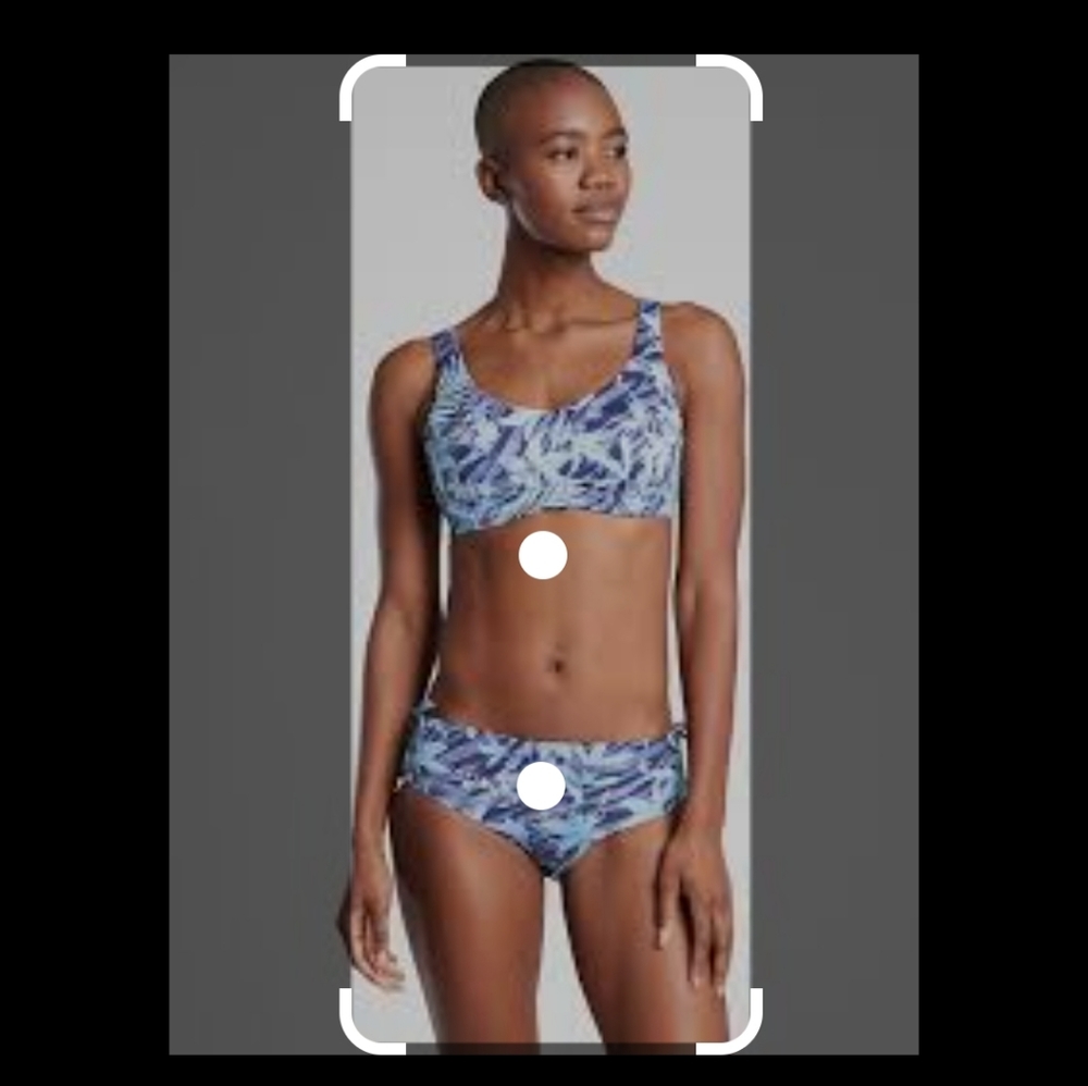 Athleta Bondi Bikini Top and Bottoms 34B/C and XS Tigerlily Dress Blue